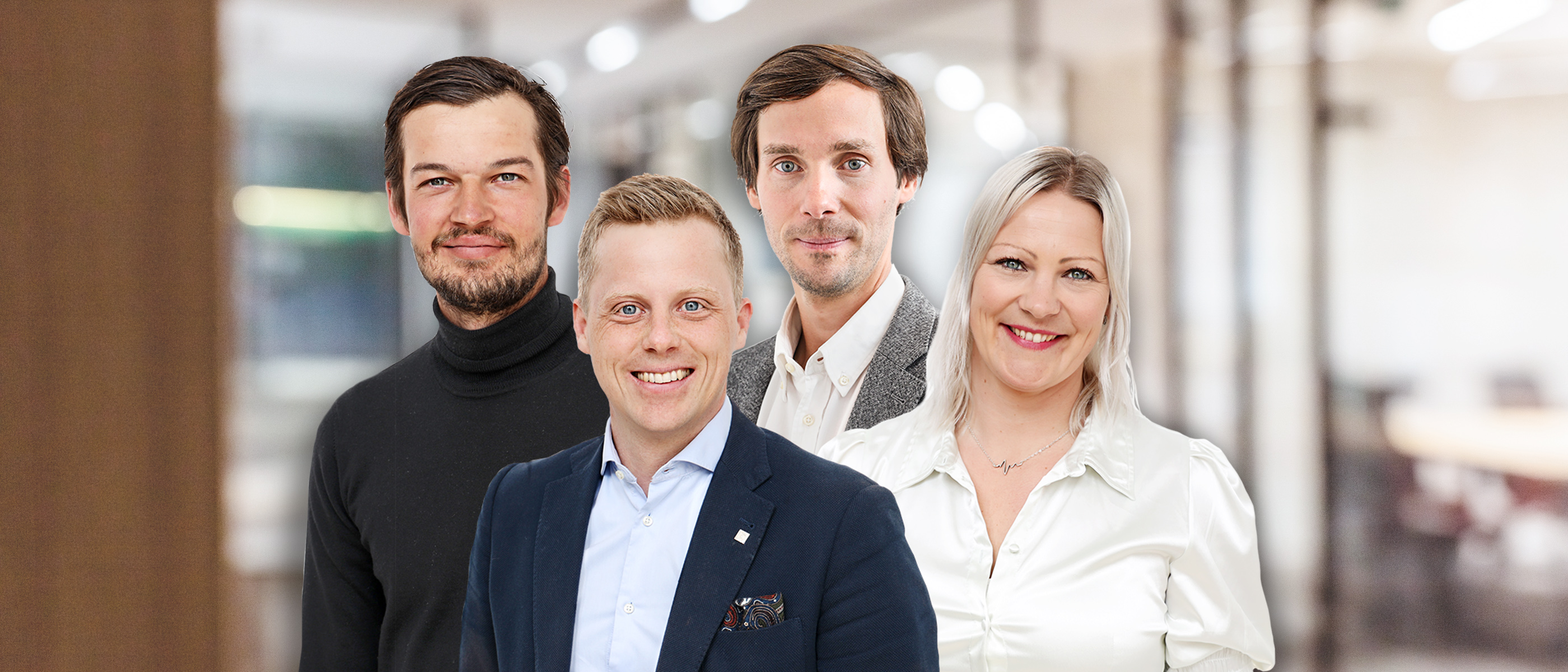Vårt företagsteam: Daniel, Henrick, Jens och Linda.